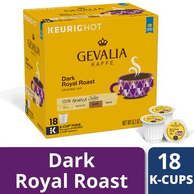 GEVALIA Dark Royal Roast Coffee, K-CUP Pods, 6.2 oz, 18 Count