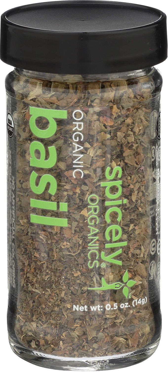 Spicely Organic Basil 0.50 Ounce Jar Certified Gluten Free