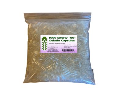 Capsule Connection USA-Made 1000 Bulk Wholesale Empty Clear Gelatin Capsules,00 Size,