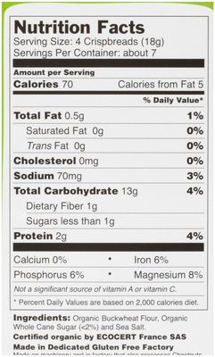 Le Pain Des Fleurs Organic Buckwheat Crispbread, 4.4 Ounce (Pack of 6)
