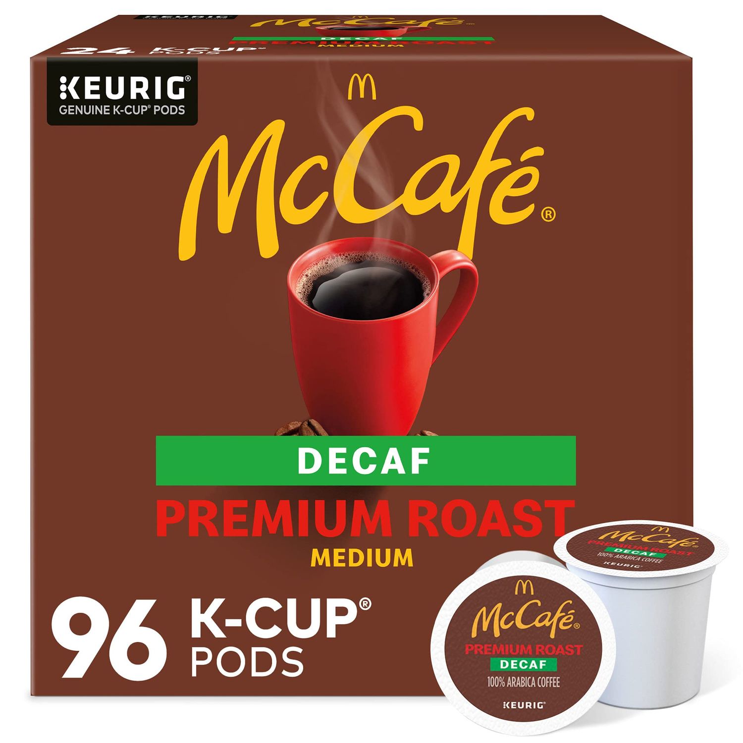 McCafe Premium Roast Decaf Coffee, Single Serve Keurig K-Cup Pods, Decaffeinated, 96 Count