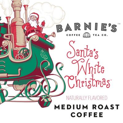 Barnie's Single Serve Santa's White Christmas Coffee Pods with Coconut, Caramel and Warm Vanilla Flavors, Medium Roast Coffee Compatible with Keurig Brewers, 10 Count