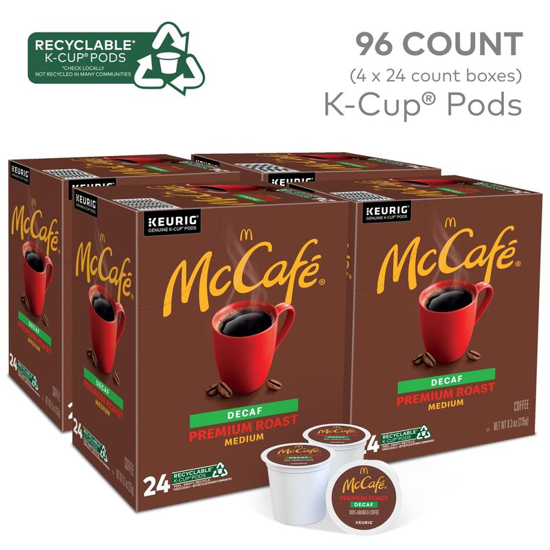 McCafe Premium Roast Decaf Coffee, Single Serve Keurig K-Cup Pods, Decaffeinated, 96 Count