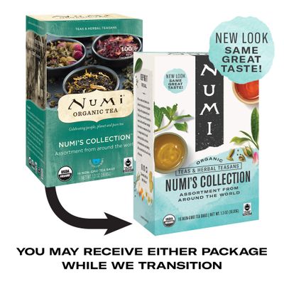 Numi Organic Tea Numi's Collection Variety Pack, 16 Tea Bags, Black, Green, White, Pu-erh, Mat, &amp; Herbal, Packaging May Vary