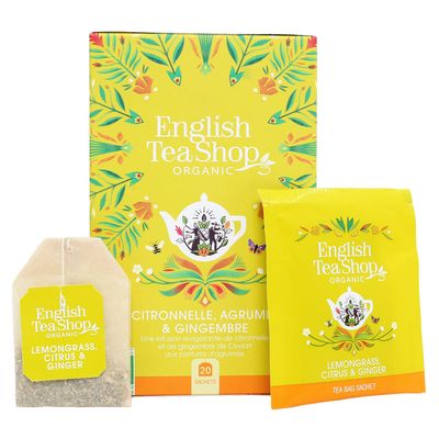 English Tea Shop Lemongrass Ginger &amp; Citrus Fruits Organic ,20 Sachet Tea Bags