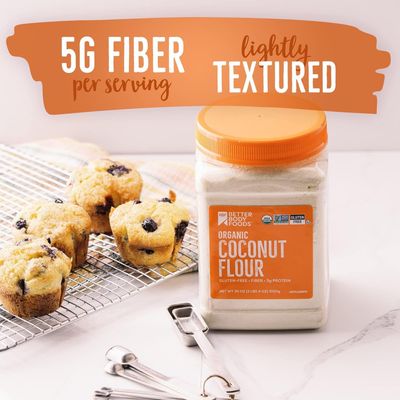 BetterBody Foods Organic Coconut Flour 2.25 Pound Jar, Gluten-Free White Flour Alternative with a Slight Coconut Taste and Aroma, 23% Dietary Fiber per Serving