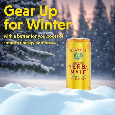 Guayak Yerba Mate, Sparkling Energy Drink Alternative, Organic Classic Gold Flavor, 12 Oz (Pack of 12), 80mg Natural Caffeine, Smooth Energy &amp; Focus