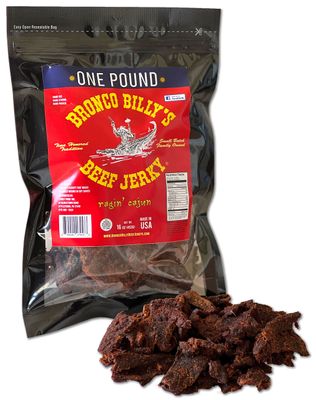 Bronco Billy&#39;s Beef Jerky Ragin&#39; Cajun One Pound Resealable Bag
