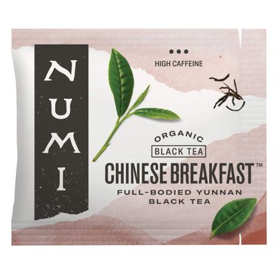 Numi Organic Chinese Breakfast Tea, 100 Tea Bags, Full Bodied Yunnan Black Tea, Malty &amp; Floral, Caffeinated