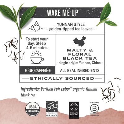 Numi Organic Chinese Breakfast Tea, 100 Tea Bags, Full Bodied Yunnan Black Tea, Malty &amp; Floral, Caffeinated
