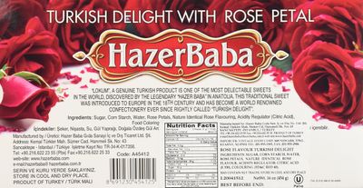Hazerbaba Turkish Delight with Rose - 1lb
