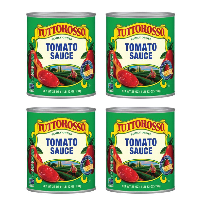 Tuttorosso Tomato Sauce, Gluten Free and Vegetarian Recipe, 28 Ounce Can, 4-Pack