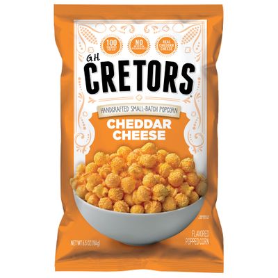 G.H. Cretors Cheddar Cheese Popcorn - Savory Gourmet Cheese Corn in Convenient Individual Bags, 6.5 Oz (6 Pack)