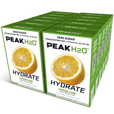 PeakH20 Electrolytes Powder Hydration Packets | Lemon Lime | Sugar Free Water Flavor Packets for Workout Recovery