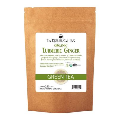 The Republic of Tea - Organic Turmeric Ginger Green Tea, 250 Bulk Tea Bags, Naturally Caffeinated