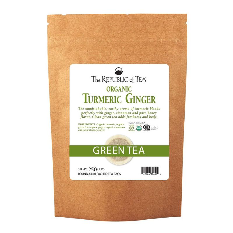 The Republic of Tea - Organic Turmeric Ginger Green Tea, 250 Bulk Tea Bags, Naturally Caffeinated