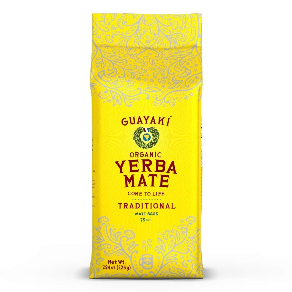 Guayak Yerba Mate, Organic Traditional Unsweetened Single Serve Tea Bags, 75 Tea Bags, 40mg Natural Caffeine, Smooth Energy &amp; Focus