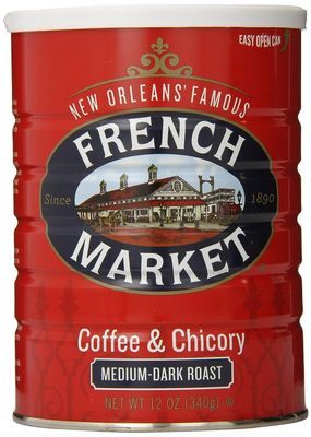 French Market Coffee &amp; Chicory Medium-Dark Roast Ground Coffee, 12oz Can (Pack of 1)