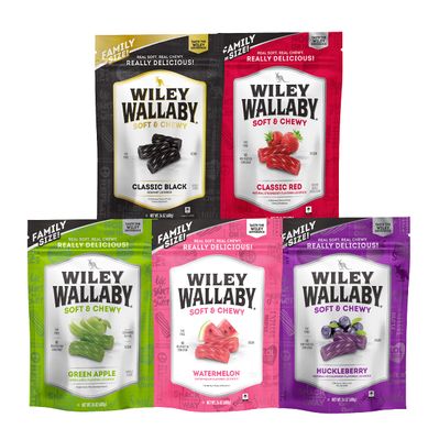 Wiley Wallaby Licorice 24 Ounce Classic Gourmet Australian Style Soft &amp; Chewy Licorice Candy Variety Pack Twists, 5 Pack