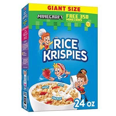Kellogg&#39;s Rice Krispies Cold Breakfast Cereal, 8 Vitamins and Minerals, Rice Krispies Treats, Giant Size, Original, 24oz Box (1 Box)