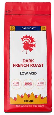 Puroast Low Acid Coffee Ground | French Roast Ground | Dark Roast | High Antioxidants &amp; High pH |No Bitter Aftertaste | Reduced Heartburn &amp; GERD | Suitable for Cold Brew - 2.2 LB