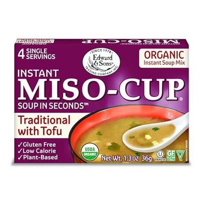 Edward &amp; Sons Traditional Instant Miso-Cup with Tofu - Instant Miso Soup Packets, Miso Soup with Tofu, Instant Soup Packets - 1.3 Oz (Pack of 12)