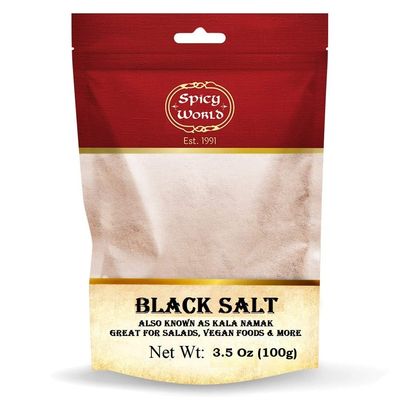 Spicy World Kala Namak Indian Black Salt 3.5 oz - Vegan, Pure, Unrefined, Non-GMO &amp; Natural G