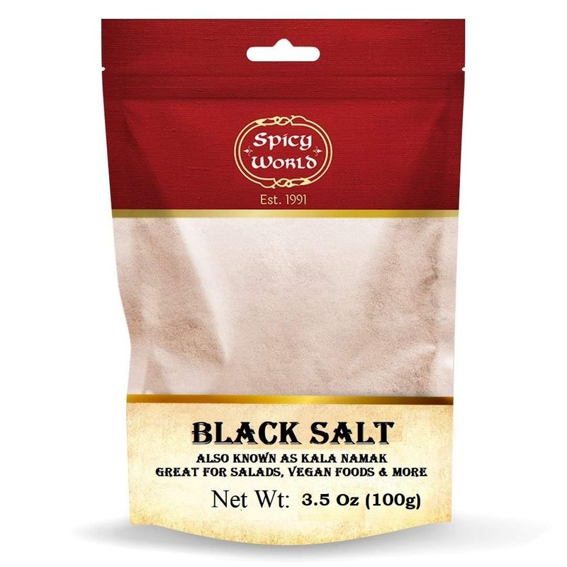 Spicy World Kala Namak Indian Black Salt 3.5 oz - Vegan, Pure, Unrefined, Non-GMO &amp; Natural G