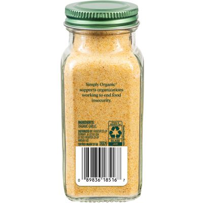 Simply Organic Garlic Powder, 3.64-Ounce Jar, Pure A-Grade Organic Garlic, Dried &amp; Ground, Kosher, No ETO, Non GMO