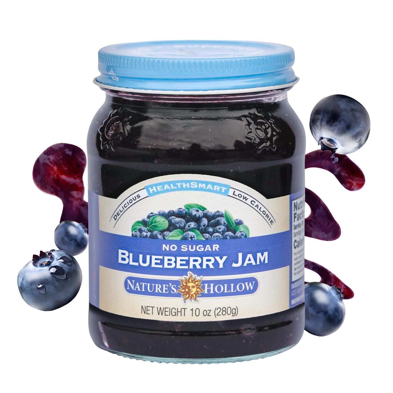 Nature&#39;s Hollow Blueberry Jam: Sugar Free Jam and Preserves, Low Cal, Non GMO, Keto Jam, Vegan, Gluten Free, and Diabetic Friendly - Sugar Free Jelly - 10oz