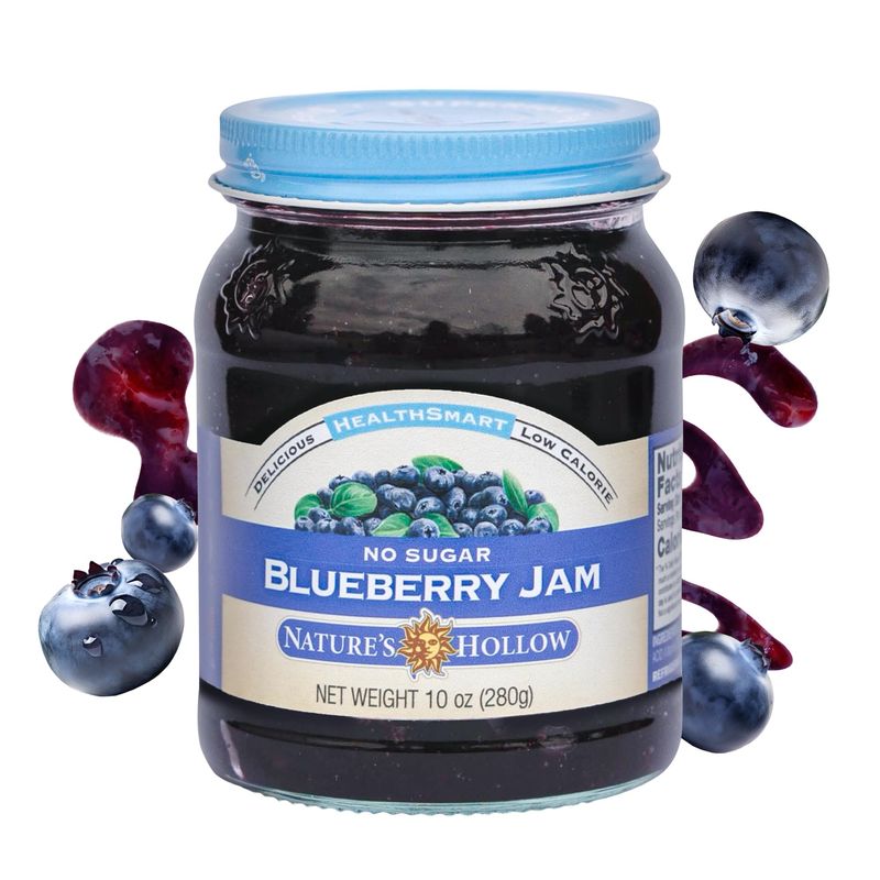 Nature&#39;s Hollow Blueberry Jam: Sugar Free Jam and Preserves, Low Cal, Non GMO, Keto Jam, Vegan, Gluten Free, and Diabetic Friendly - Sugar Free Jelly - 10oz