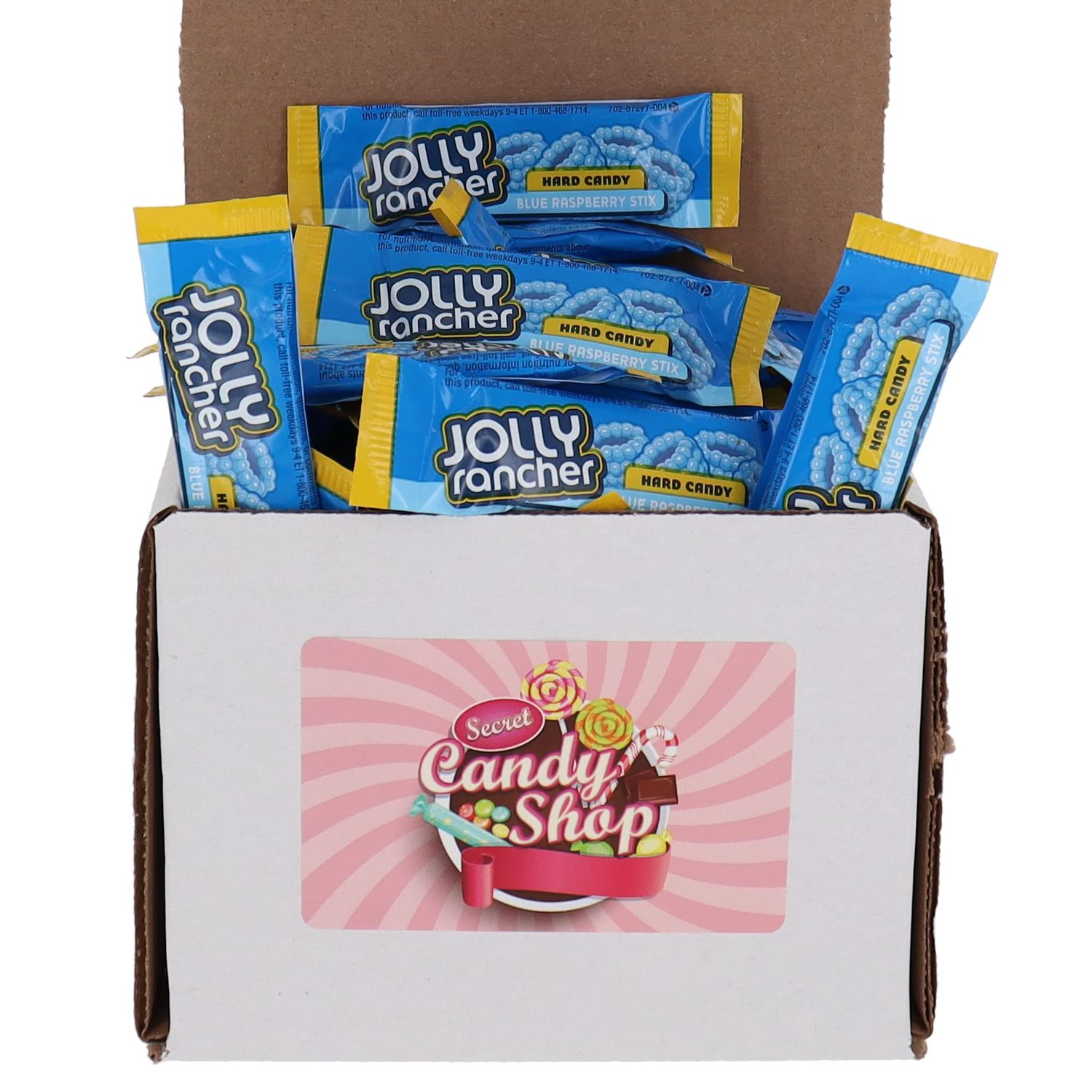 SECRET CANDY SHOP Jolly Rancher Flavor Hard Candy Bulk in Box (Individually Wrapped) (Blue Raspberry Sticks, 1lb)