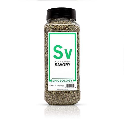 Spiceology - Savory Leaves, Cut &amp; Sorted - Dried Savory Leaves - Herbs - Bulk Container - Spices and Seasonings - 6 oz