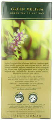 Greenfield Green Melissa Green Tea Fruit & Herbal Collection 25 Teabags The Execptional Freshness Of Tea Is Guranteed By The Special Foil Sachet
