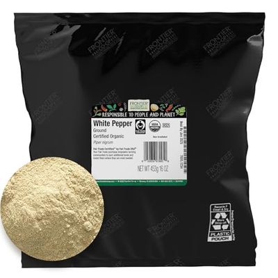 Frontier Bulk Pepper, White Ground, Organic, Fair Trade Certified, 1 Pound