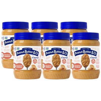 Peanut Butter &amp; Co. Old Fashioned Crunchy Peanut Butter, Non-GMO Project Verified, No Sugar Added, Gluten Free, Vegan, 16 Ounce (Pack of 6)