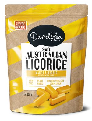 Darrell Lea Mango Soft Australian Made Licorice 7oz Bag - NON-GMO, Palm Oil Free, NO HFCS, Vegan-Friendly &amp; Kosher | Made in Small Batches with Ethically-Sourced, Quality Ingredients