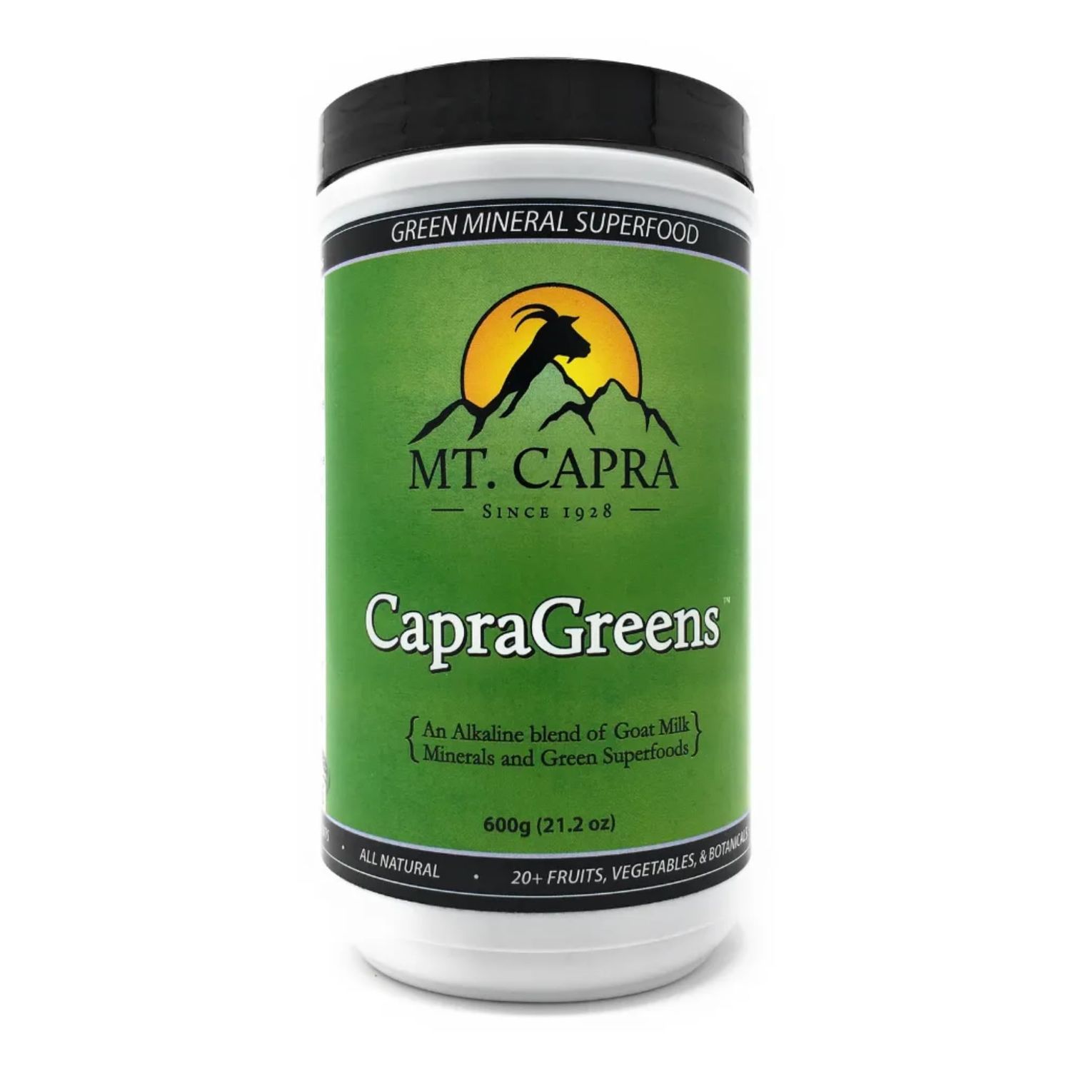 MT. CAPRA SINCE 1928 CapraGreens | Superfood Concentrate with Chlorella, Organic Spirulina, Goat Milk Minerals, Veggies, and Flax Seed - 600 Grams