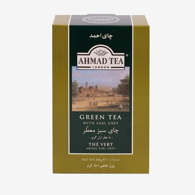 Ahmad Tea Green Tea, Green Tea with Earl Grey Loose Leaf, 500g - Caffeinated &amp; Sugar-Free
