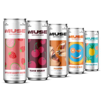 MyMuse Inspired Soda - Low Sugar, Low Calorie, Inspired Soda Enhanced with Adaptogens, Antioxidants, Vitamins, and Electrolytes - 12 Pack 12oz Cans, (Variety Pack)