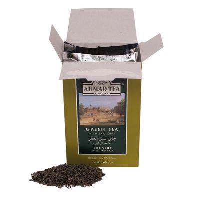 Ahmad Tea Green Tea, Green Tea with Earl Grey Loose Leaf, 500g - Caffeinated &amp; Sugar-Free