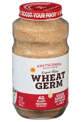 Kretschmer Original Toasted Wheat Germ Boost your Food with, 20 Ounce Glass Jar (Pack of 2)