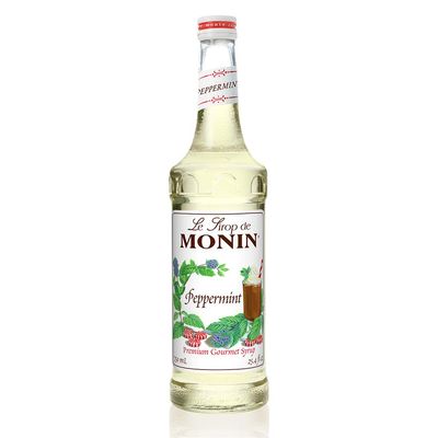 Monin - Peppermint Syrup, Cool Mint Flavored Syrup, Coffee Syrup, Natural Flavor Drink Mix, Simple Syrup for Cocoas, Mochas, Smoothies, Sodas, &amp; More, Gluten-Free, Non-GMO, Clean Label (750 ml)