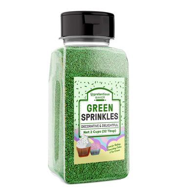 Unpretentious Green Sprinkles, 2 Cups, Bright &amp; Colorful, Decorative &amp; Fun Topping for Baking