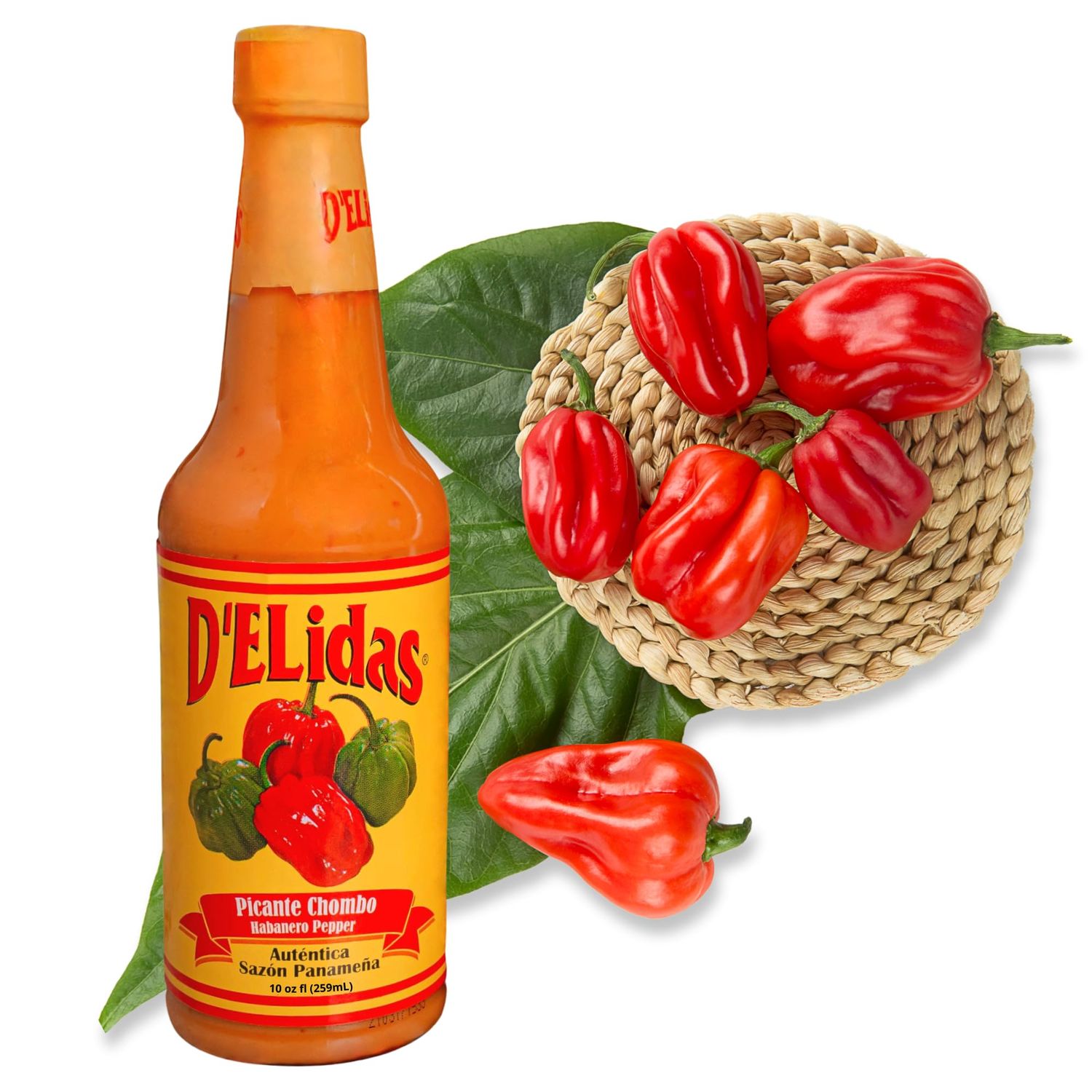 D&#39;ELidas Habanero Hot Sauce, Natural Habanero Pepper Hot Sauce, Chombo Picante Sauce #1 in Panama, Non-GMO, Keto Friendly Food Habanero Sauce, 10 Fl Oz (Pack of 1)