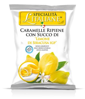 Serra Le Italiane, Italian Natural Hard Candy Filled With Lemon From Siracuse Italy, 3.5 oz