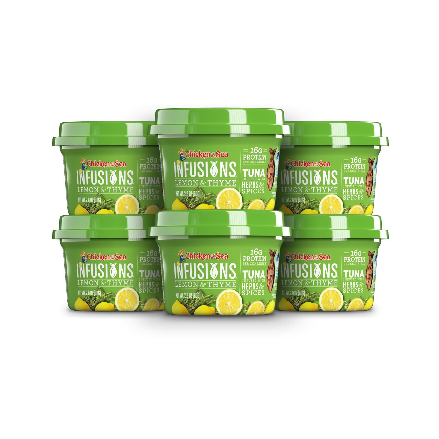 Chicken of the Sea Infusions Tuna, 2.8 Ounce Cups (Pack of 6), Wild Caught Tuna, Lemon &amp; Thyme