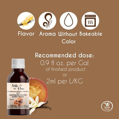Arte Pan Artificial Food Flavoring Butter-Vanilla Concentrate (4 fl oz)