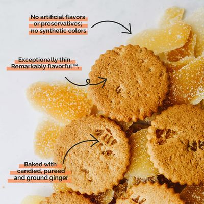 Deweys Bakery Triple Ginger Moravian Style Cookie Thins | No Artificial Flavors, Synthetic Colors or Preservatives | Baked in Small Batches | 9 oz (Pack of 6)