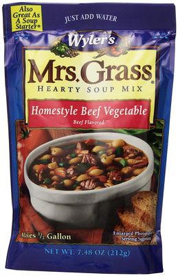 Mrs. Grass Beef Vegetable Hearty Homestyle Soup Mix (7.48oz Cans, Pack of 8)